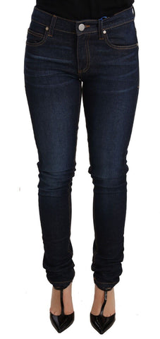 Dark Blue Cotton Low Waist Skinny Denim Jeans Versace Jeans
