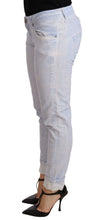 Light Blue Cotton Folded Hem Denim Skinny Women Trouser Jeans Acht