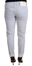 Light Blue Cotton Folded Hem Denim Skinny Women Trouser Jeans Acht