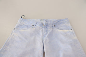 Light Blue Cotton Folded Hem Denim Skinny Women Trouser Jeans Acht