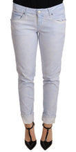 Light Blue Cotton Folded Hem Denim Skinny Women Trouser Jeans Acht