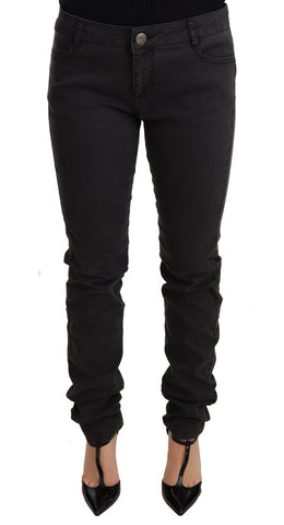 Black Cotton Stretch Skinny Mid Waist Women Denim Jeans PINKO
