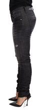 Black Washed Cotton Low Waist Skinny Denim Trouser Jeans Acht