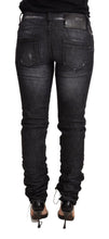 Black Washed Cotton Low Waist Skinny Denim Trouser Jeans Acht