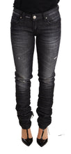 Black Washed Cotton Low Waist Skinny Denim Trouser Jeans Acht
