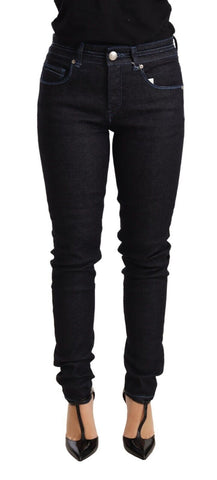 Blue Cotton Low Waist Slim Fit Denim Women Trouser Jeans Acht