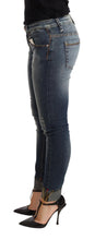 Blue Washed Cotton Low Waist Skinny Denim Women Trouser Jeans Acht