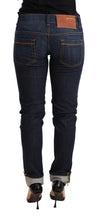 Blue Washed Cotton Low Waist Skinny Denim Women Trouser Jeans Acht