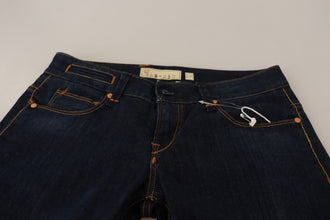 Blue Washed Cotton Low Waist Skinny Denim Women Trouser Jeans Acht
