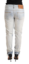 Light Blue Distressed Cotton Folded Hem Denim Trouser Jeans Acht