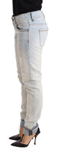Light Blue Distressed Cotton Folded Hem Denim Trouser Jeans Acht