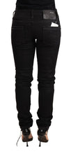 Black Washed Cotton Slim Fit Denim Low Waist Trouser Jeans Acht