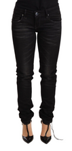 Black Washed Cotton Slim Fit Denim Low Waist Trouser Jeans Acht