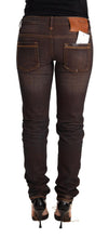 Brown Washed Cotton Slim Fit Denim Low Waist Trouser Jeans Acht