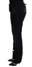 Blue Washed Cotton Denim Low Waist Loose Fit Trousers Jeans Acht