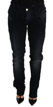 Blue Washed Cotton Denim Low Waist Loose Fit Trousers Jeans Acht