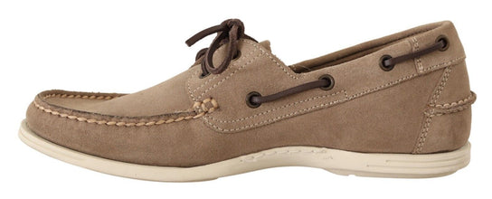 Beige Suede Low Top Mocassin Loafers Casual Men Shoes Pollini