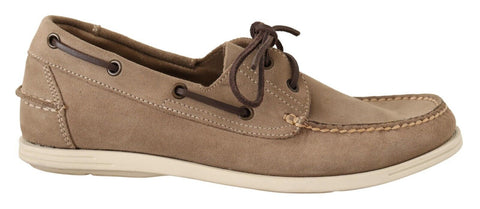 Beige Suede Low Top Mocassin Loafers Casual Men Shoes Pollini