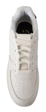 White Leather Perforated Lace Up Sneakers Casual Men Shoes SIGNS