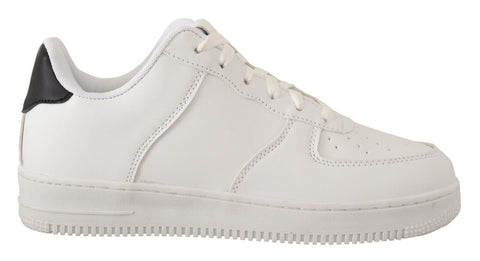 White Leather Perforated Lace Up Sneakers Casual Men Shoes SIGNS