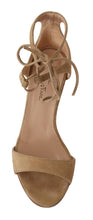 Beige Suede Leather Ankle Strap Pumps Shoes Maria Christina