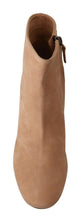 Beige Suede Leather Mid Heels Pumps Boots Shoes DEL CARLO