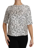 White Musical Instruments Print Blouse Dolce & Gabbana