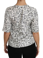 White Musical Instruments Print Blouse Dolce & Gabbana