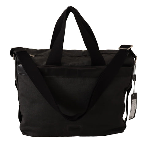 Black Denim Leather Shoulder Strap Messenger Bag Dolce & Gabbana