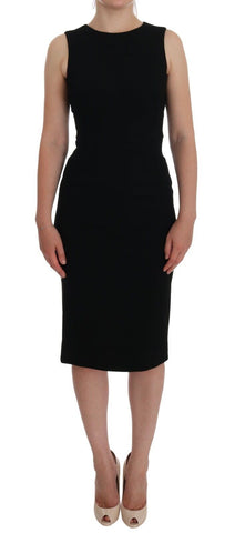 Black Stretch Crystal Sheath Gown Dress Dolce & Gabbana