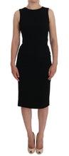Black Stretch Crystal Sheath Gown Dress Dolce & Gabbana