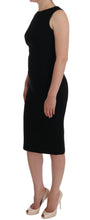 Black Stretch Crystal Sheath Gown Dress Dolce & Gabbana