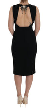 Black Stretch Crystal Sheath Gown Dress Dolce & Gabbana