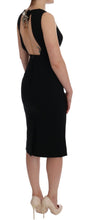 Black Stretch Crystal Sheath Gown Dress Dolce & Gabbana