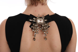 Black Stretch Crystal Sheath Gown Dress Dolce & Gabbana