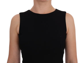 Black Stretch Crystal Sheath Gown Dress Dolce & Gabbana