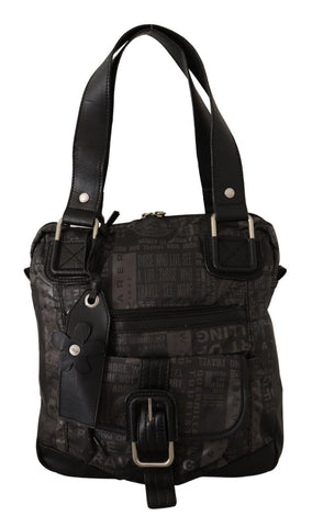 Black Printed Logo Shoulder Handbag Purse Bag WAYFARER
