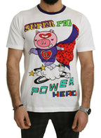 White Cotton Top Super Power Pig T-shirt Dolce & Gabbana