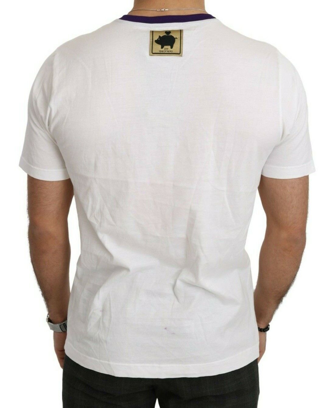 White Cotton Top Super Power Pig T-shirt Dolce & Gabbana
