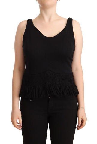 Black Cotton Sleevelesss Tank Casual Top Ermanno Scervino