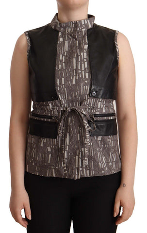 Brown Black Vest Leather Sleeveless Top Blouse Comeforbreakfast