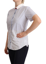 Light Blue Cotton Short Sleeves Collared Polo Top AGLINI