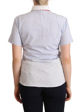 Light Blue Cotton Short Sleeves Collared Polo Top AGLINI