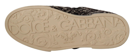 Silver Leather Brown Cotton Wool Sneakers Shoes Dolce & Gabbana