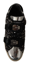 Silver Leather Brown Cotton Wool Sneakers Shoes Dolce & Gabbana