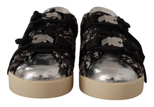 Silver Leather Brown Cotton Wool Sneakers Shoes Dolce & Gabbana