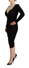 Black Long Sleeves Sweetheart Neck Midi Dress GF Ferre