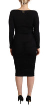 Black Long Sleeves Sweetheart Neck Midi Dress GF Ferre