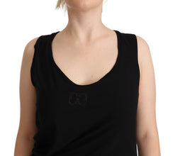 Black Sleeveless Cotton Sheath Mini Dress Roberto Cavalli
