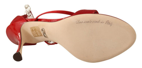 Red Satin Crystals Sandals Keira Heels Shoes Dolce & Gabbana